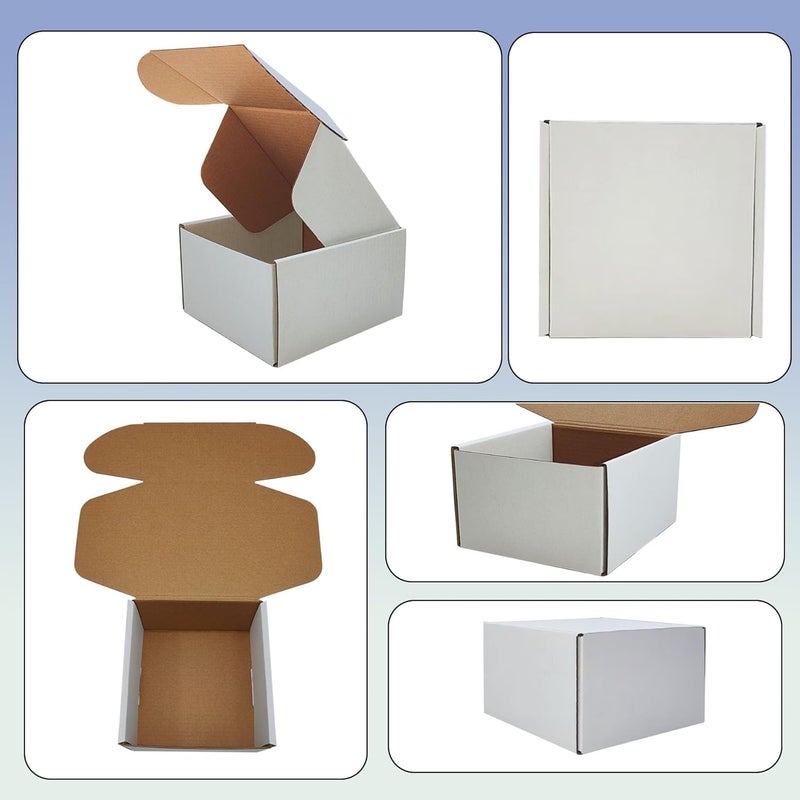 Livejun 5 x 5 x 3 inch Shipping Boxes Set of 25， White Corrugated Cardboard Box Mailer Boxes for Packaging Small Business Shipping，Mailing Boxes Bulk for Birthday Wedding Party Book Literature Gift Giving - Image 3